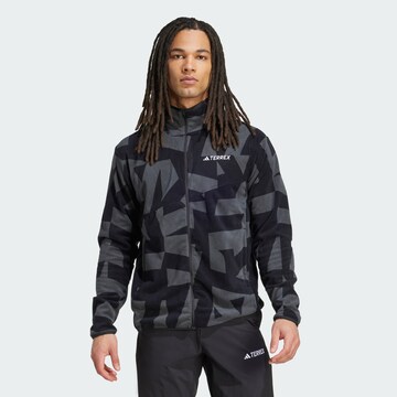 ADIDAS TERREX Athletic fleece jacket in Black: front