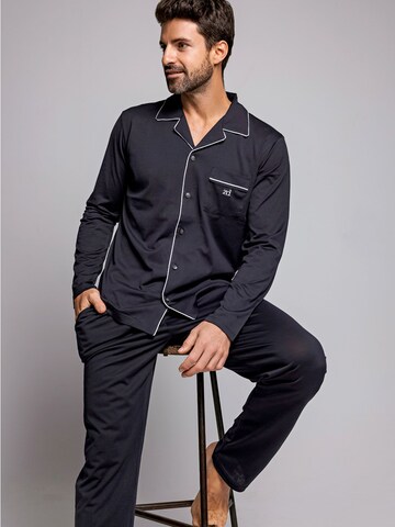 zd ZERO DEFECTS Long Pajamas 'Marine' in Blue