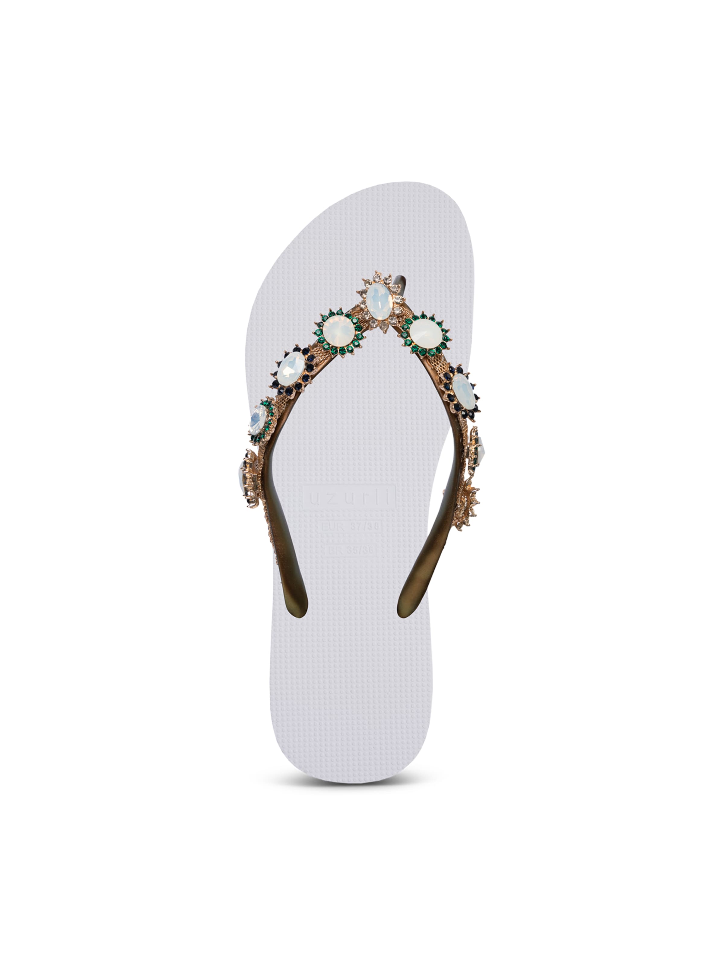Uzurii Luxury Footwear T-Bar Sandals 'Pearl Monroe' in White: front