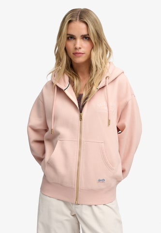 Superdry & Co Sweatjacka 'Luxe Casual' i rosa: framsida