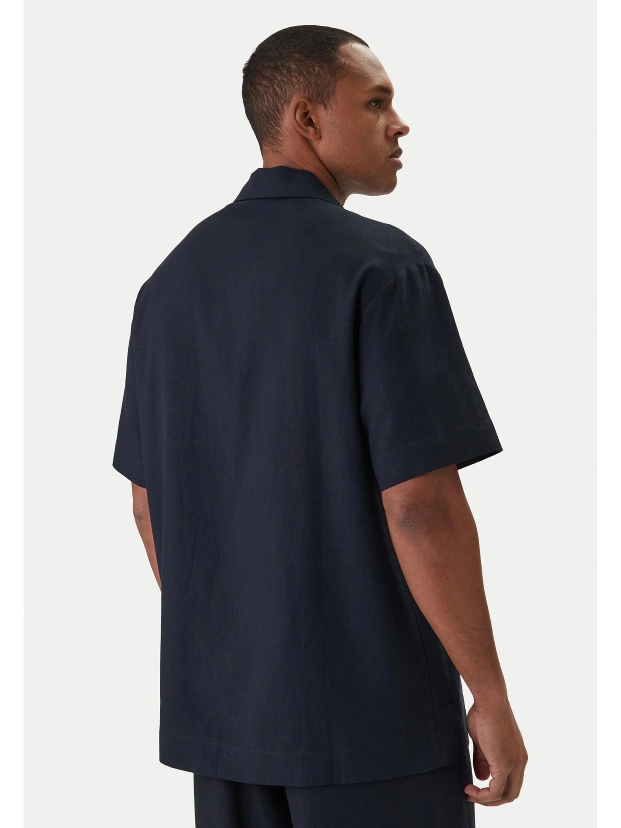 Emporio Armani - Camisa 'Linen Blend Beachwear Shirt' en azul