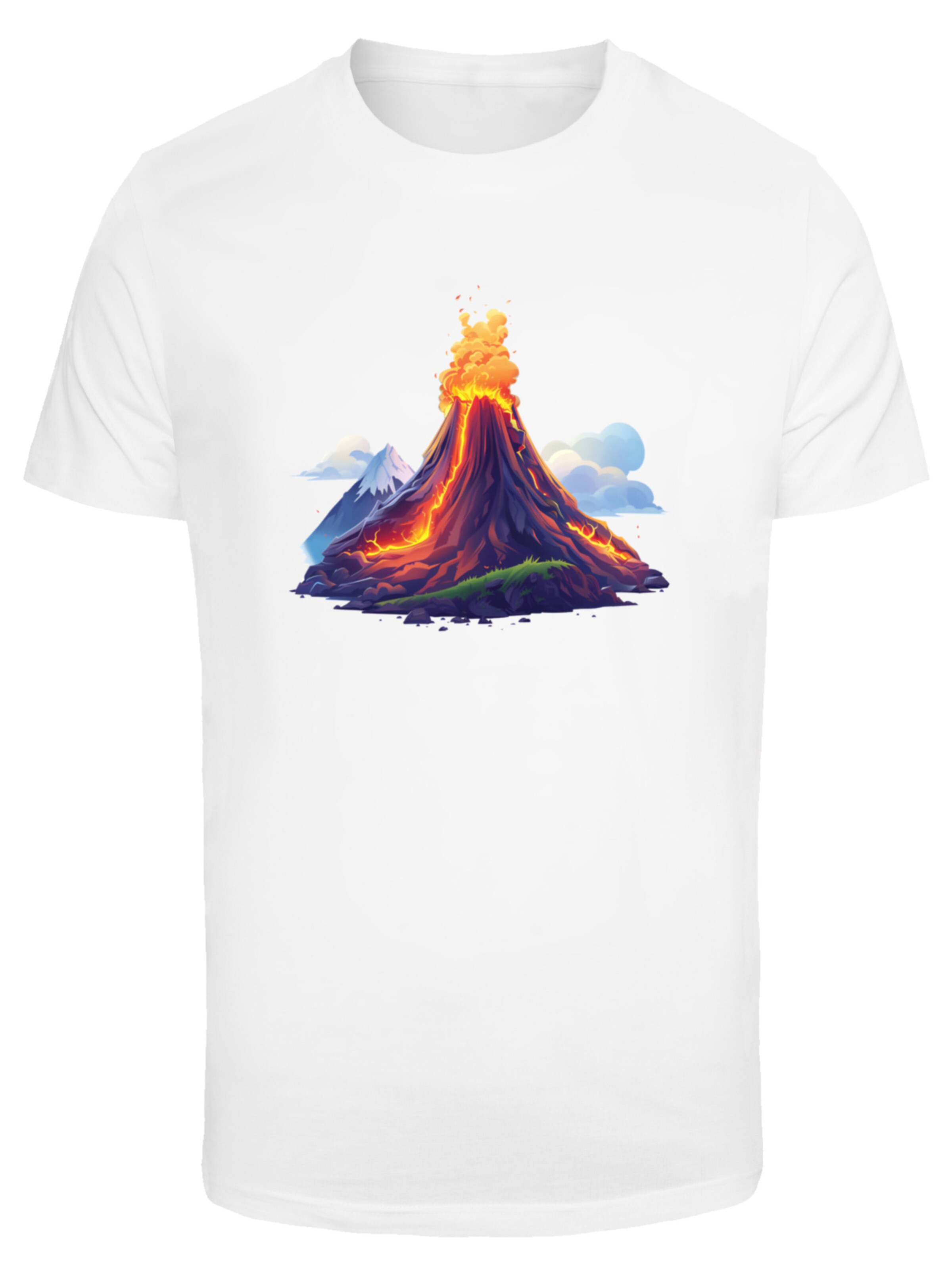 T-Shirt 'Vulkanausbruch' F4NT4STIC en blanc : devant