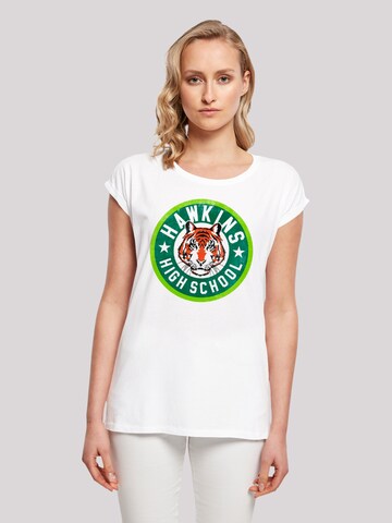 F4NT4STIC Shirt 'Stranger Things Hawkins Tiger Netflix TV Series' in Wit