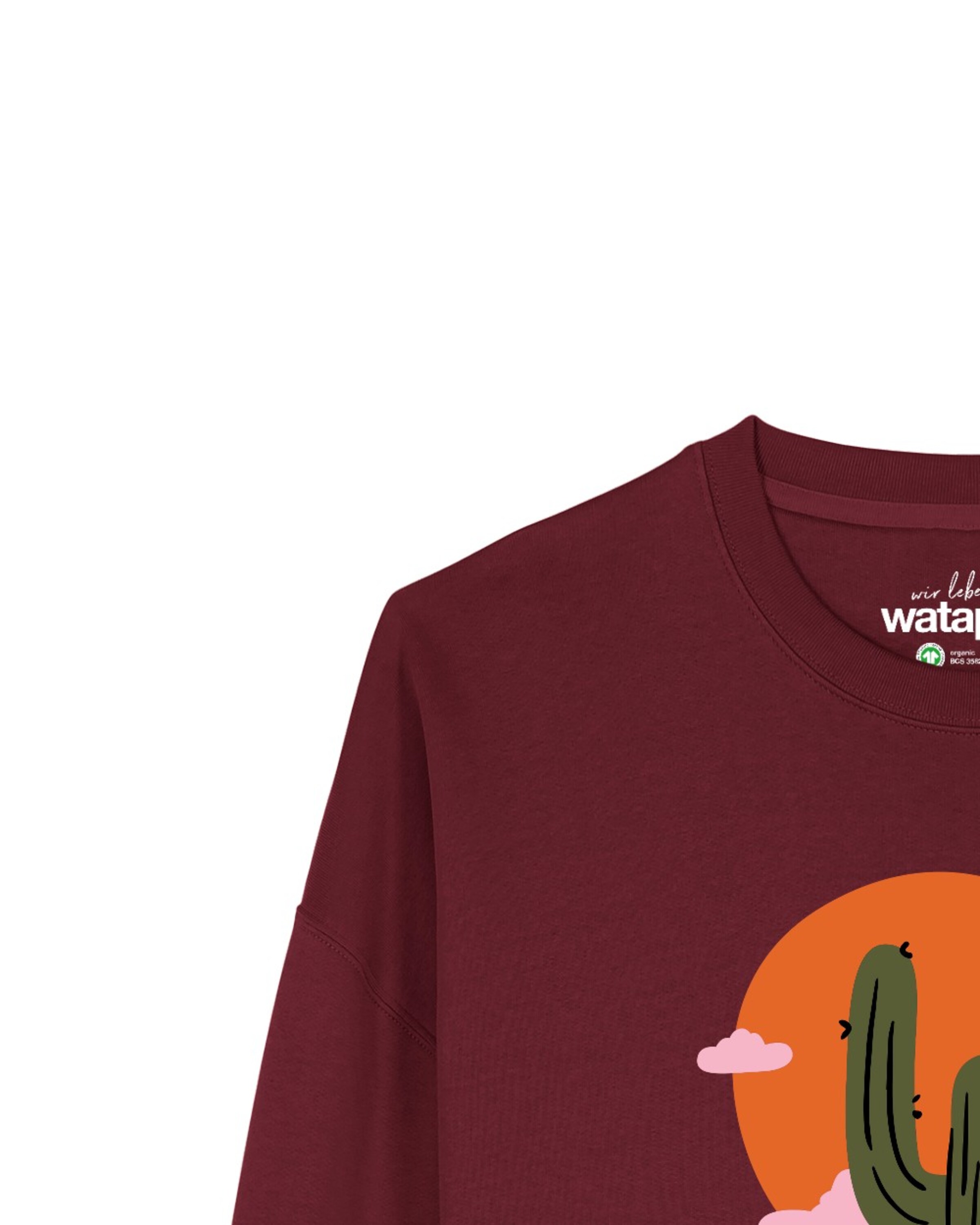 Watapparel Sweatshirt 'Kaktus im Sonnenuntergang' in Rot