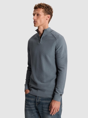 CAST IRON Pullover 'Pullover with raglan sleeves and half-zip' i blå