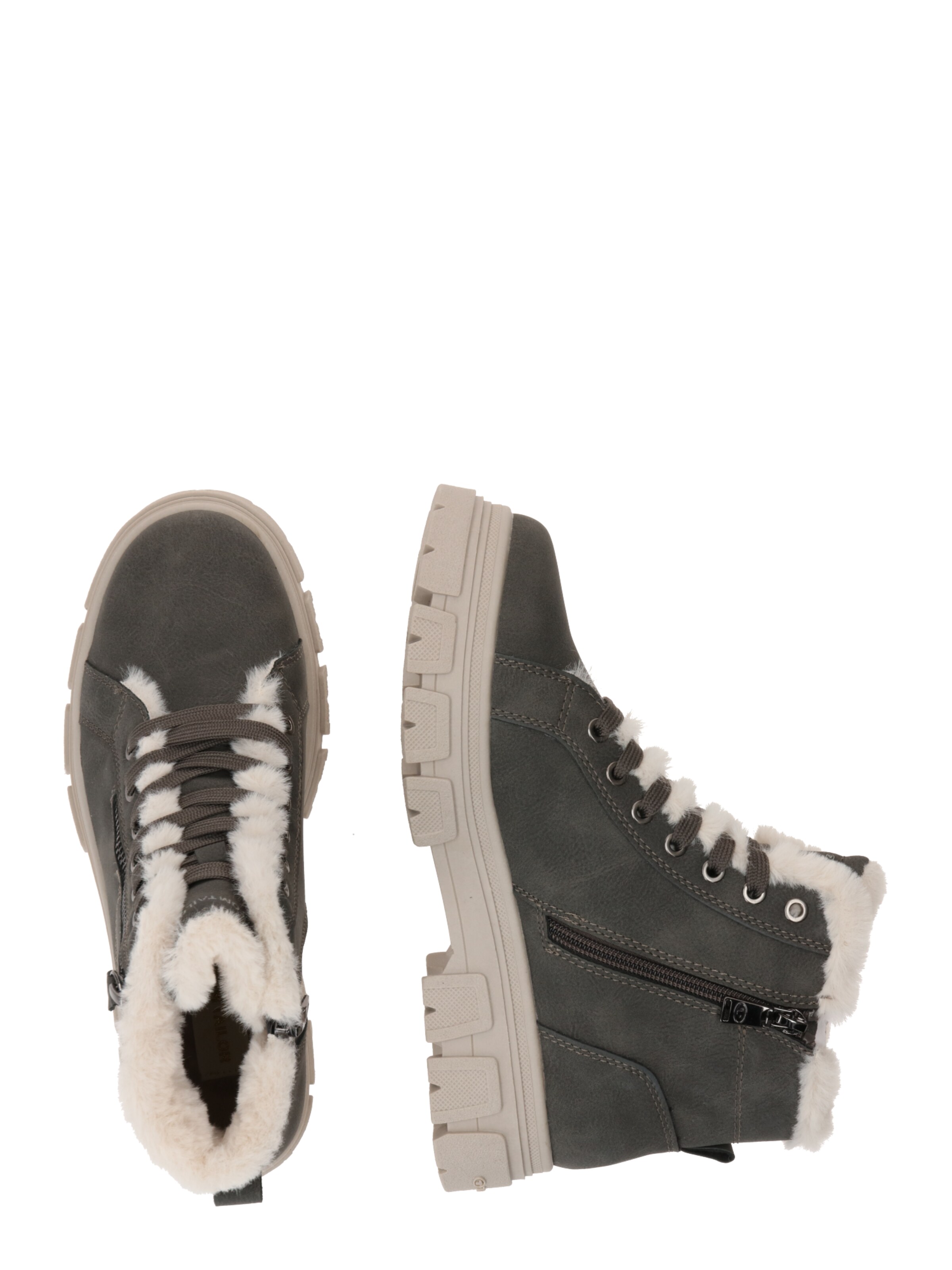 TOM TAILOR Lace-up bootie in Grey