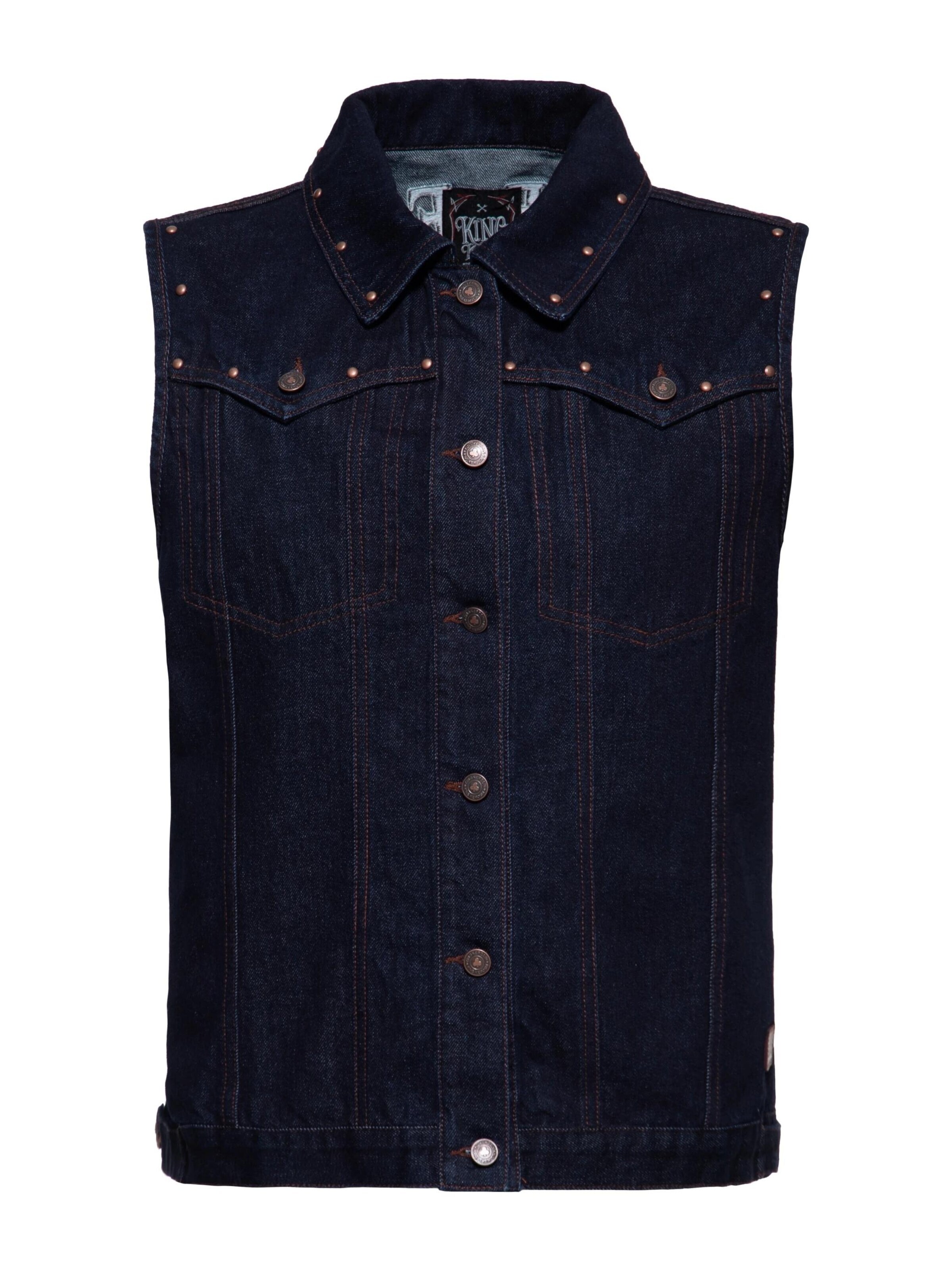 King Kerosin Weste 'Ride Fast Die Last'‌‌‌‌‌‌‌ in Blau: Vorderseite