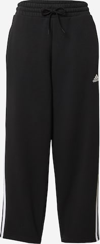 ADIDAS SPORTSWEARLoosefit Sportske hlače 'Essentials 3-Stripes Open Hem Fleece' - crna boja: prednji dio
