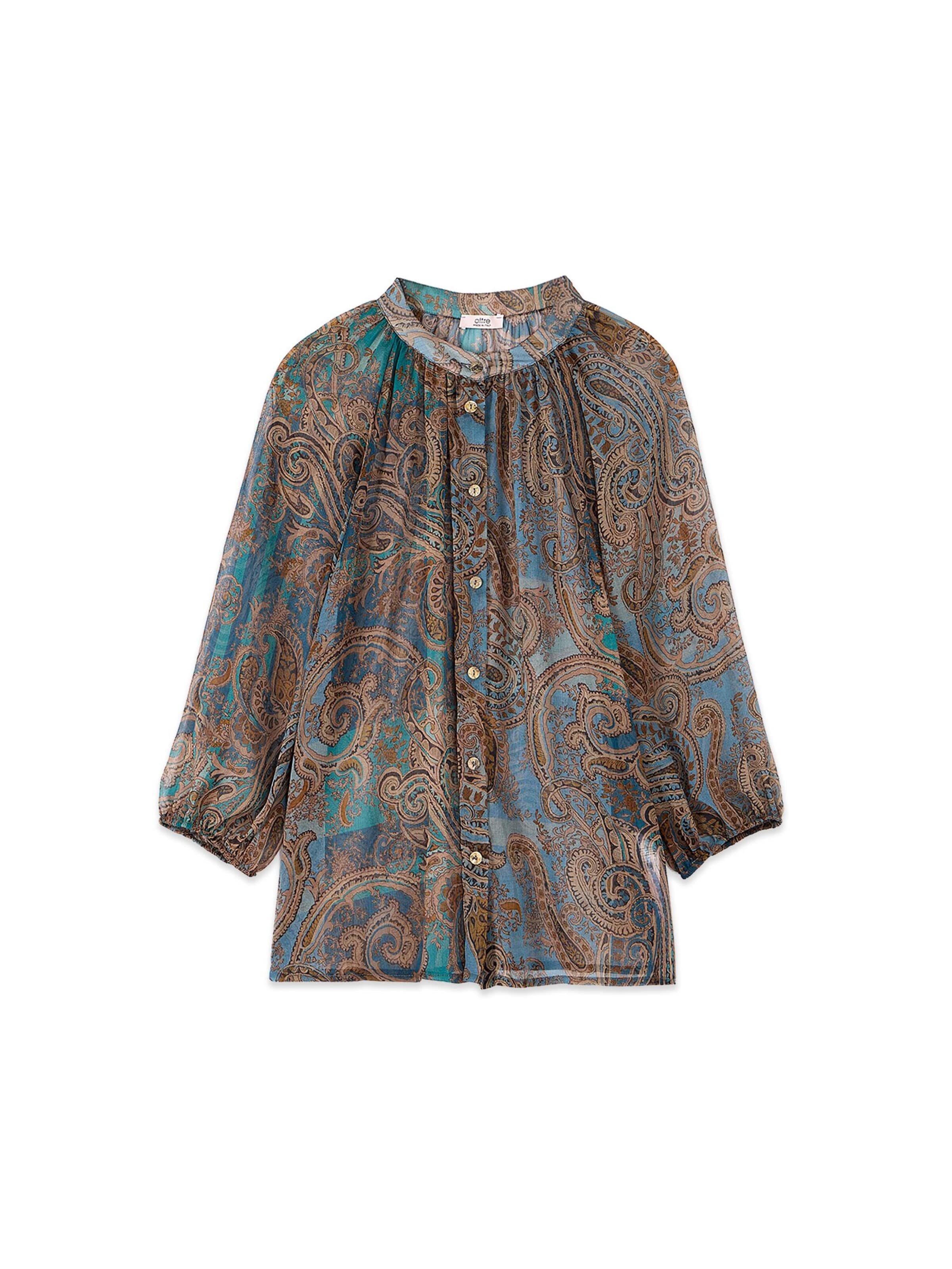 Camicia da donna di oltre in blu: frontale
