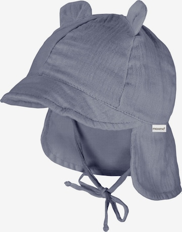 MAXIMO Beanie 'GOTS BABY-Schildmütze, Öhrchen Musselinstoff, Nackenschutz, Bindeband' in Blue: front