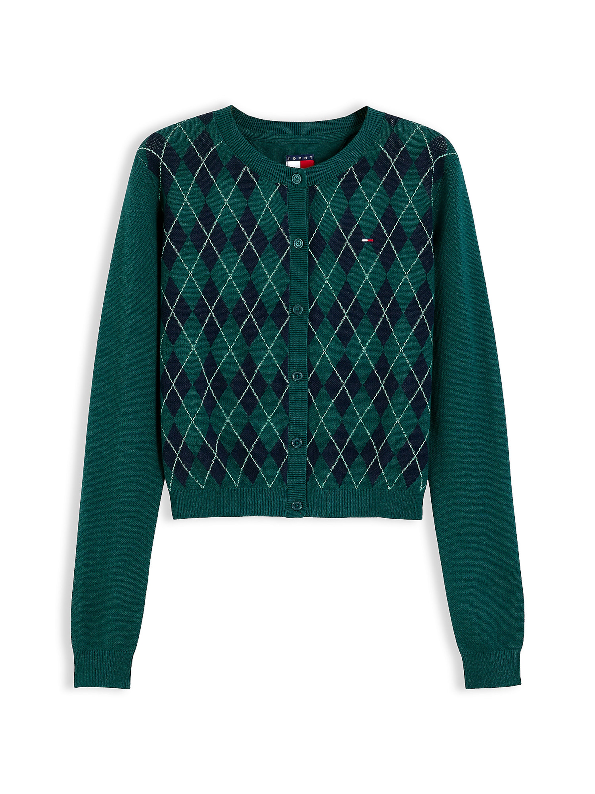 Tommy Jeans Knit Cardigan in Green: front