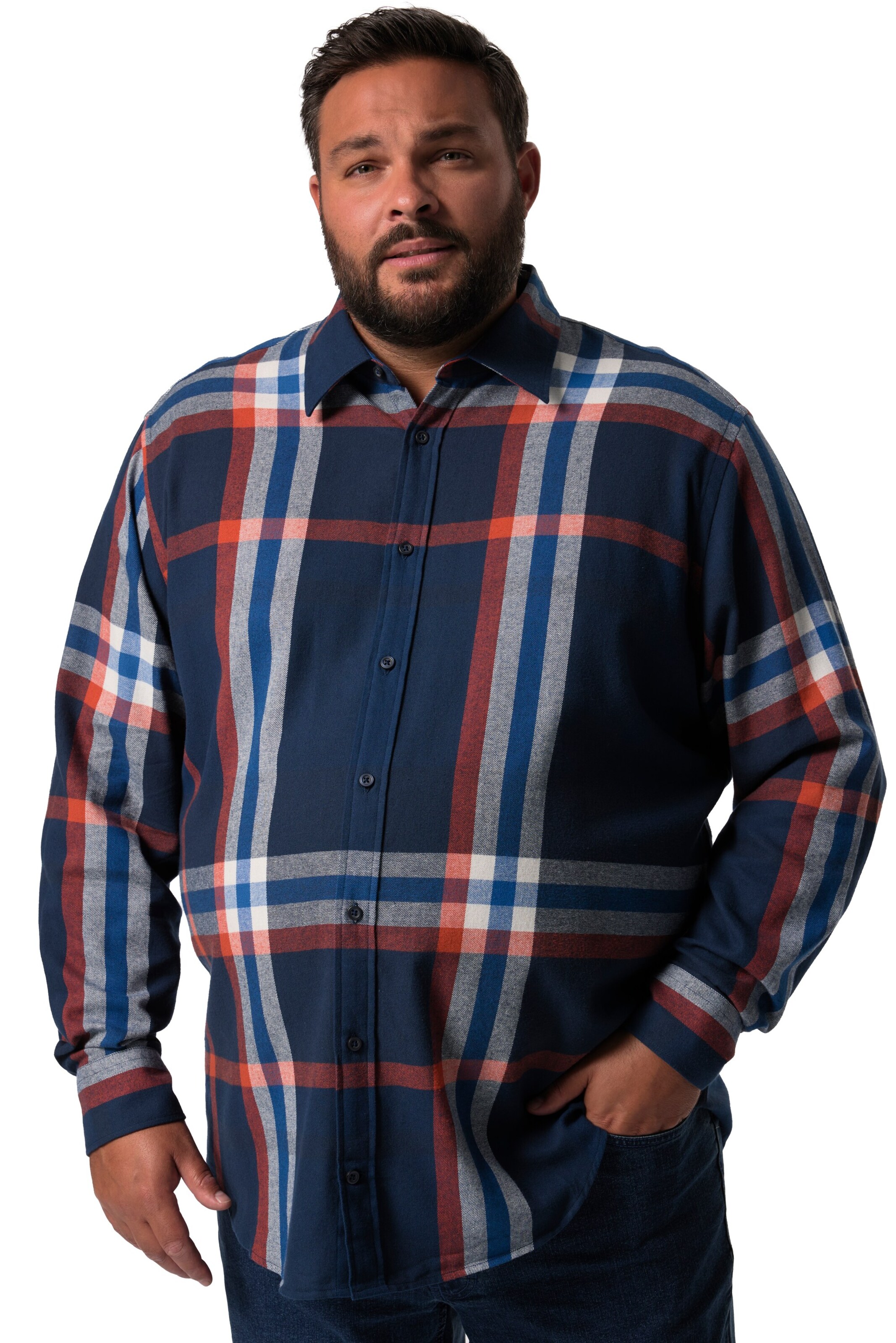 Men Plus Comfort fit Button Up Shirt in Blue: front