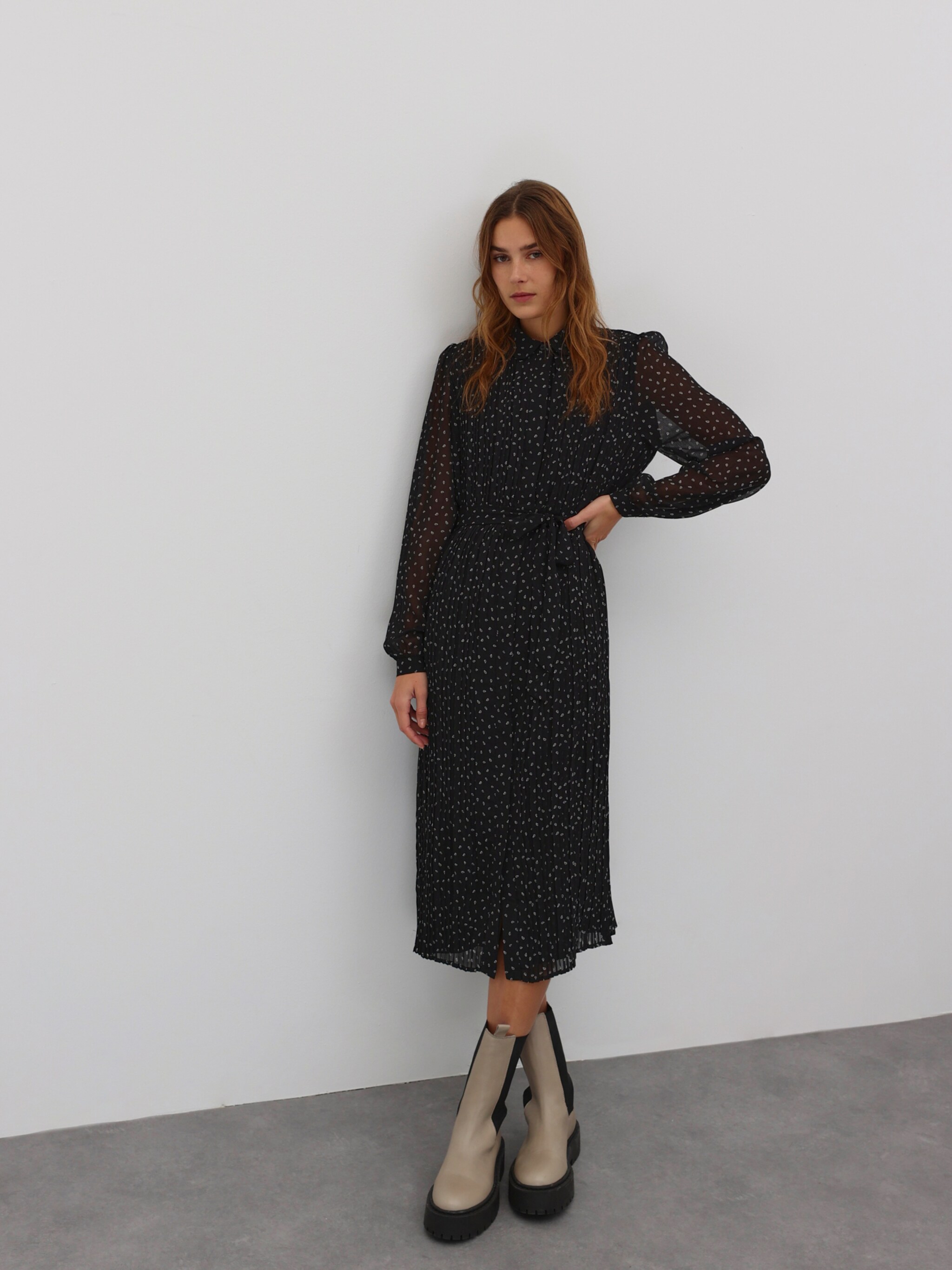 EDITED Producten Blousejurk 'Birdie' Zwart