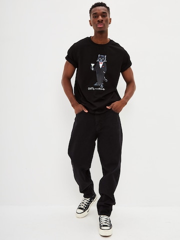 Maglietta 'Dandy Cat' di Cat e Lolette in nero