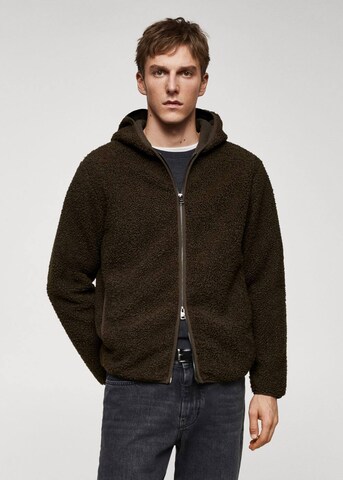 MANGO MAN Fleece jas in Groen: voorkant