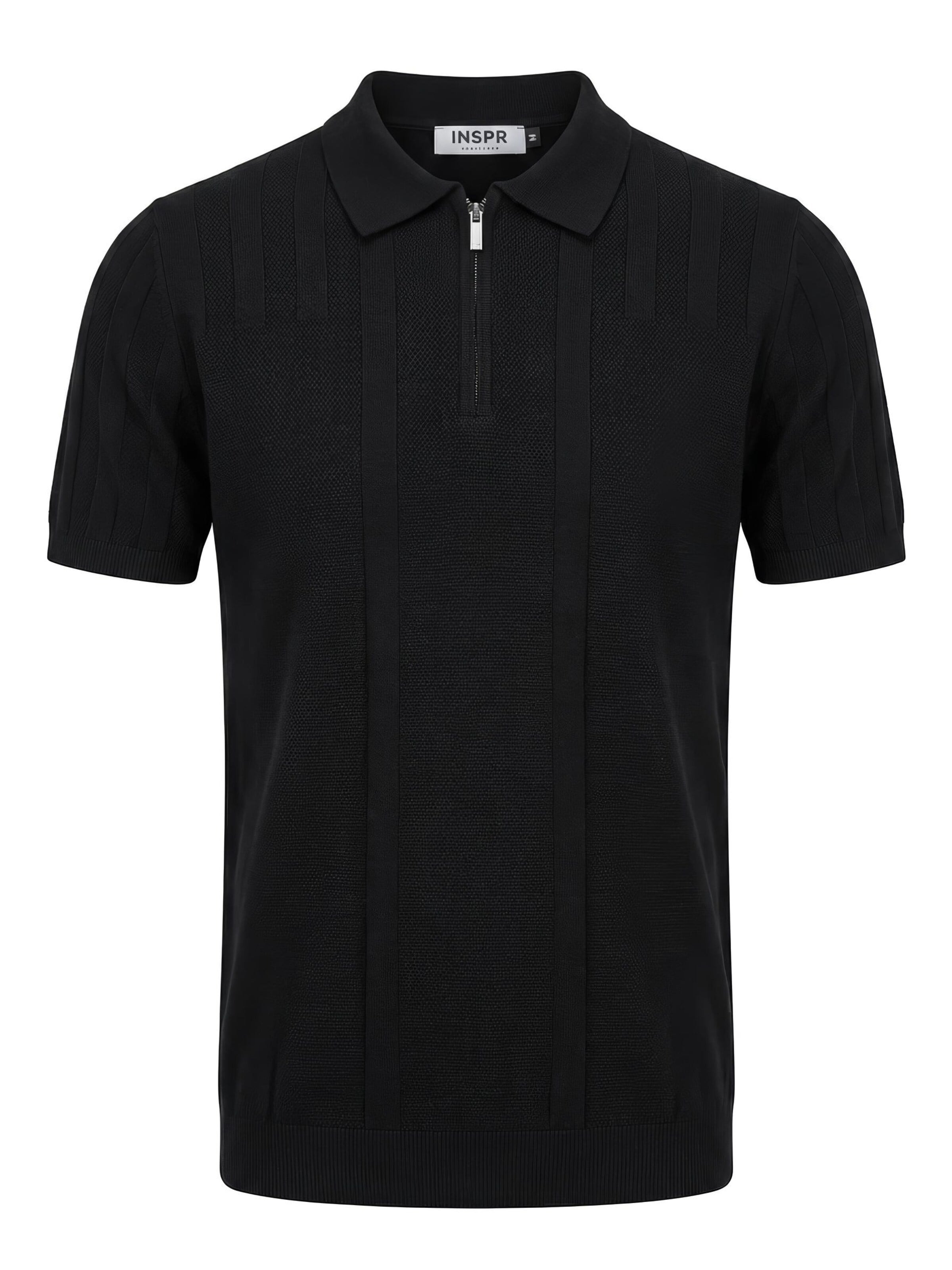 Maglietta 'Lucian Zip' di INSPR in nero: frontale