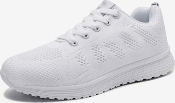Youecci Sneaker low 'A08 dense net flying woven shoes customized' in Weiß: Vorderseite