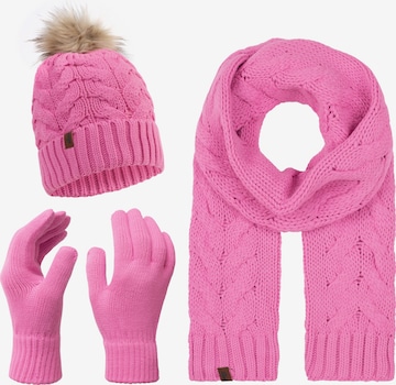 Rock Creek Set: Schal Mütze und Handschuhe in Pink: predná strana
