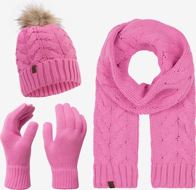 Rock Creek Set: Schal Mütze und Handschuhe in pink, Produktansicht