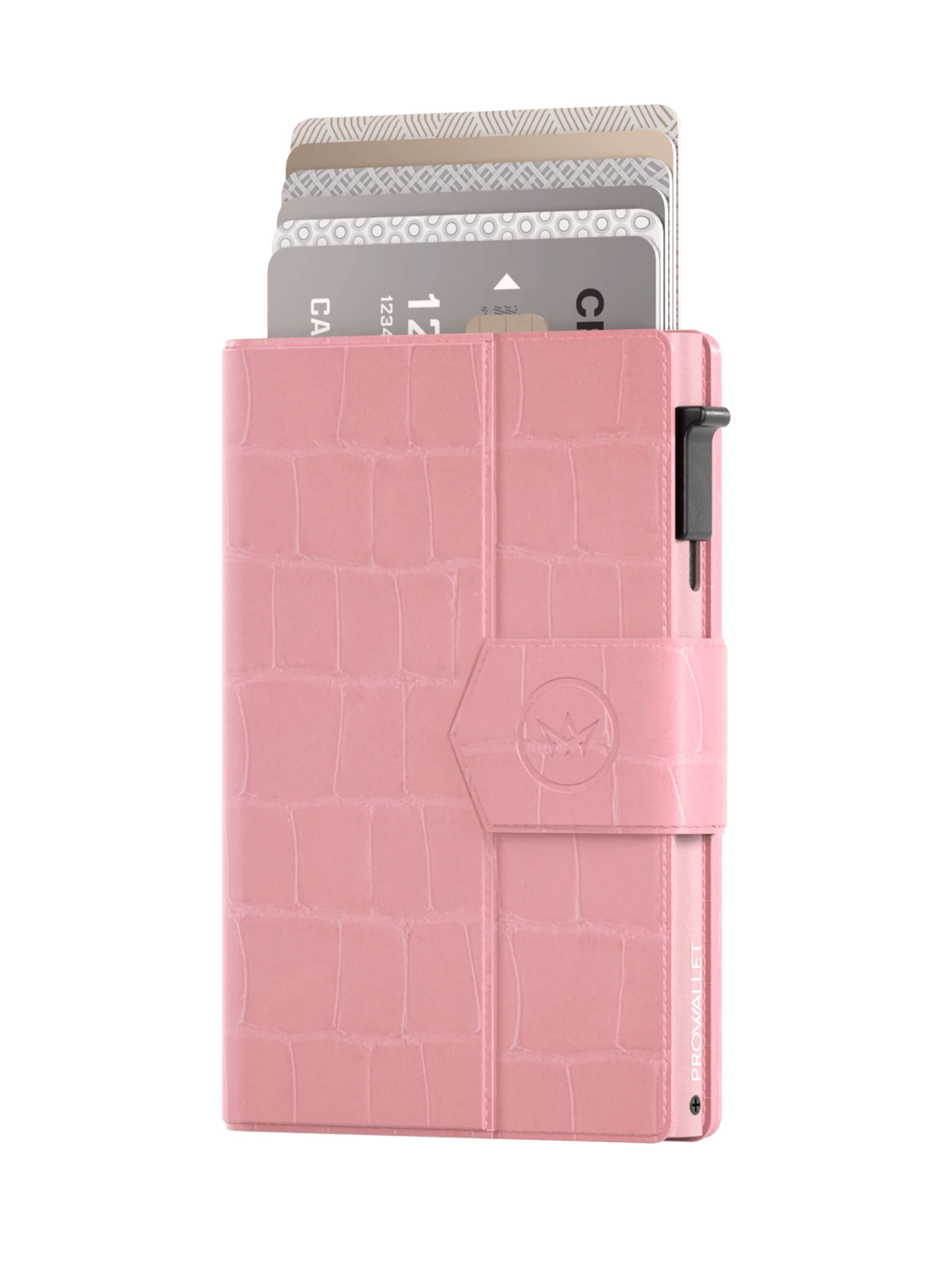 Prowallet Wallet 'Pasjeshouder Plus Croco' in Pink: front