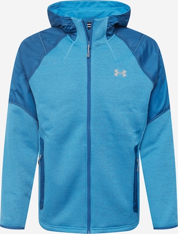 UNDER ARMOUR Sports sweat jacket 'Essential' in Blue: front