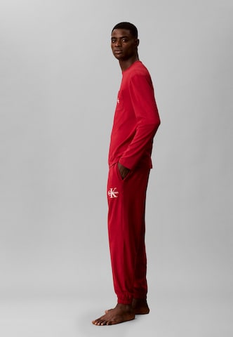Pigiama lungo 'HOLIDAY' di Calvin Klein in rosso