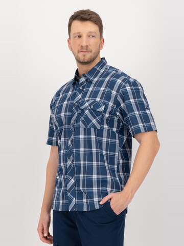 Coupe regular Chemise 'Outdoorhemd Copper Herren Kurzarmhemd kariert große Größen' deproc en bleu