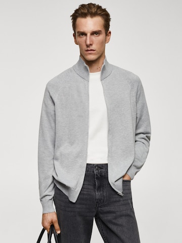 MANGO MAN Knit Cardigan 'Tenc' in Grey: front