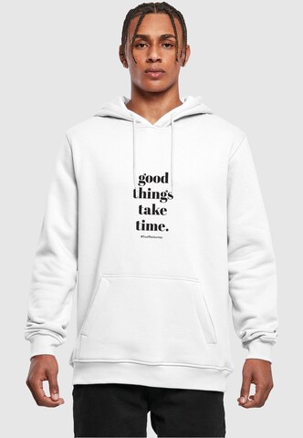 Merchcode Sweatshirt 'Good Things Take Time' in White: front