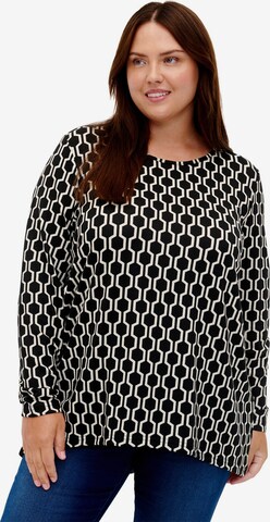 Zizzi Blouse 'Vlucca' in Zwart: voorkant