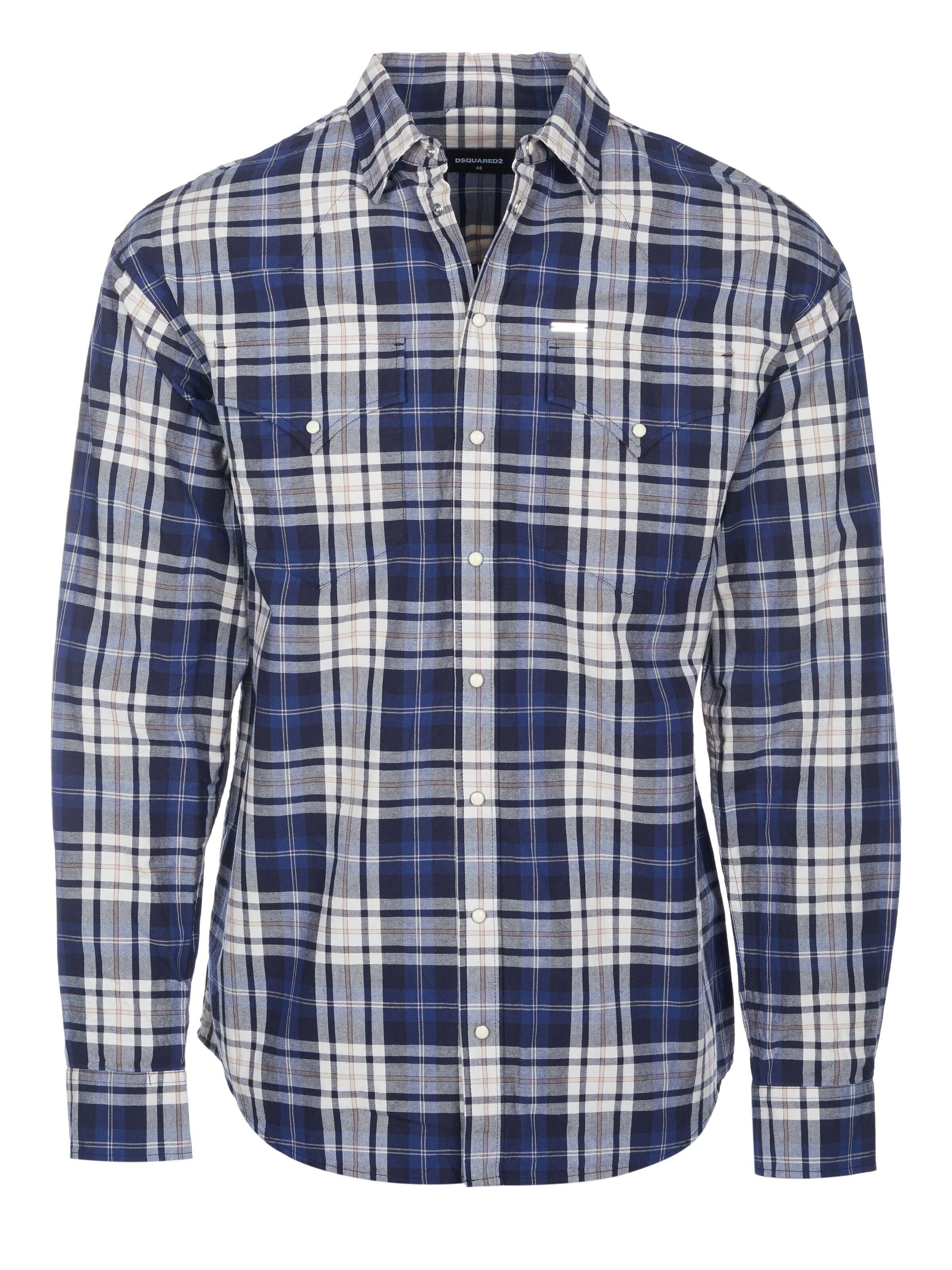DS2 Shirt 'Dsquared2 Hemd Check Drop blau' in Blue: front