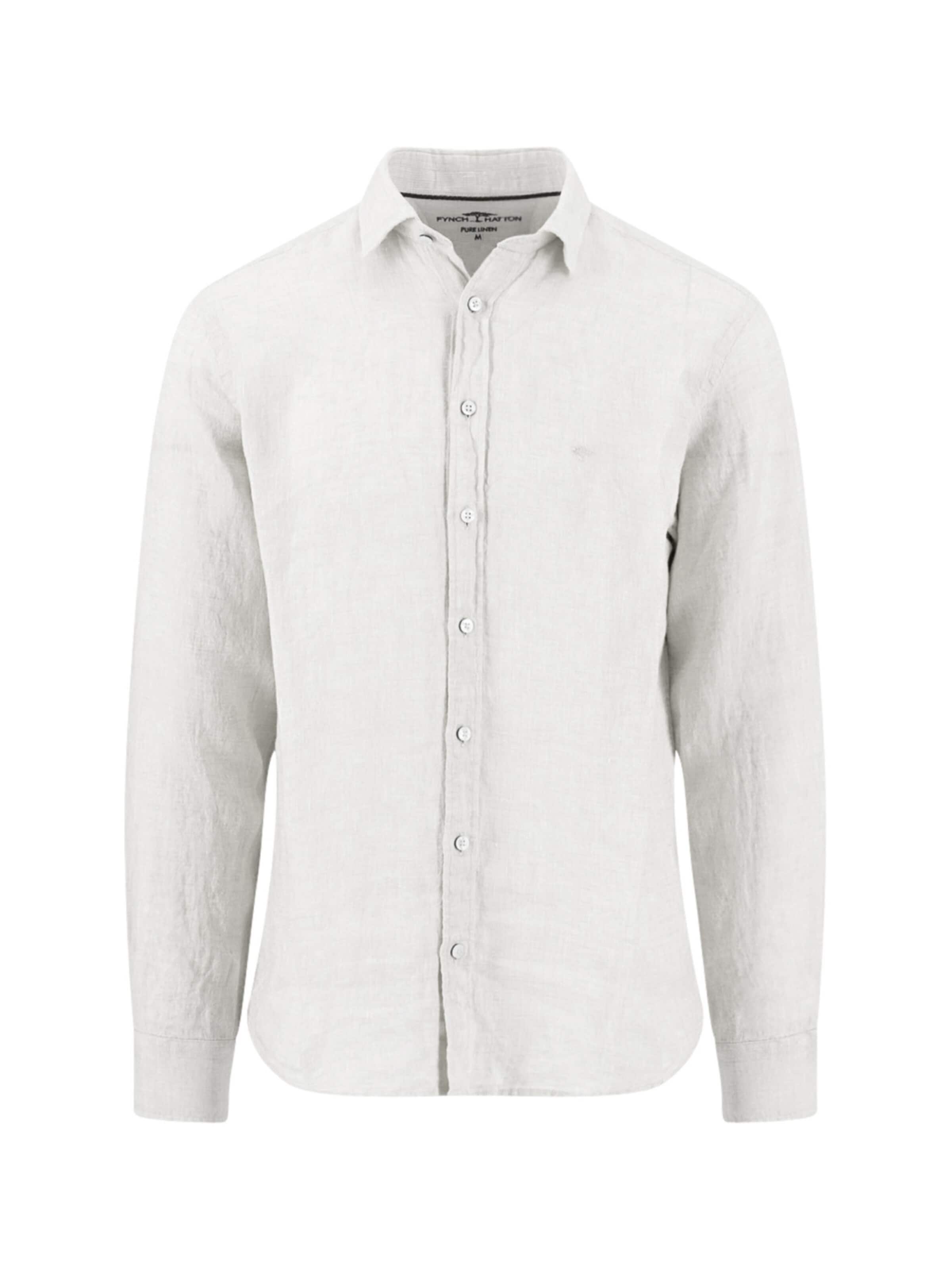 Fynch Hatton Regular Fit Hemd 'Premium Linen, Kent., 1/1 white'‌‌ in Weiß: Vorderseite