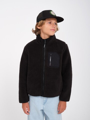 Volcom Fleece jas 'Muzzer Fuzzar' in Zwart: voorkant