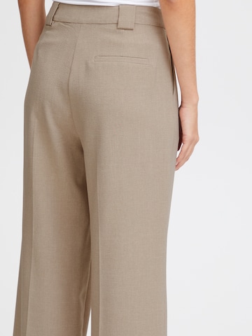 ICHI Wide leg Veckad byxa i beige