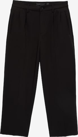 Pull&Bearregular Hlače s naborima - crna boja: prednji dio