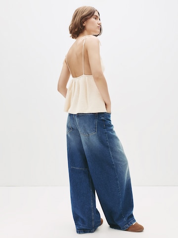 Pull&Bear Vyšívaný top - Béžová