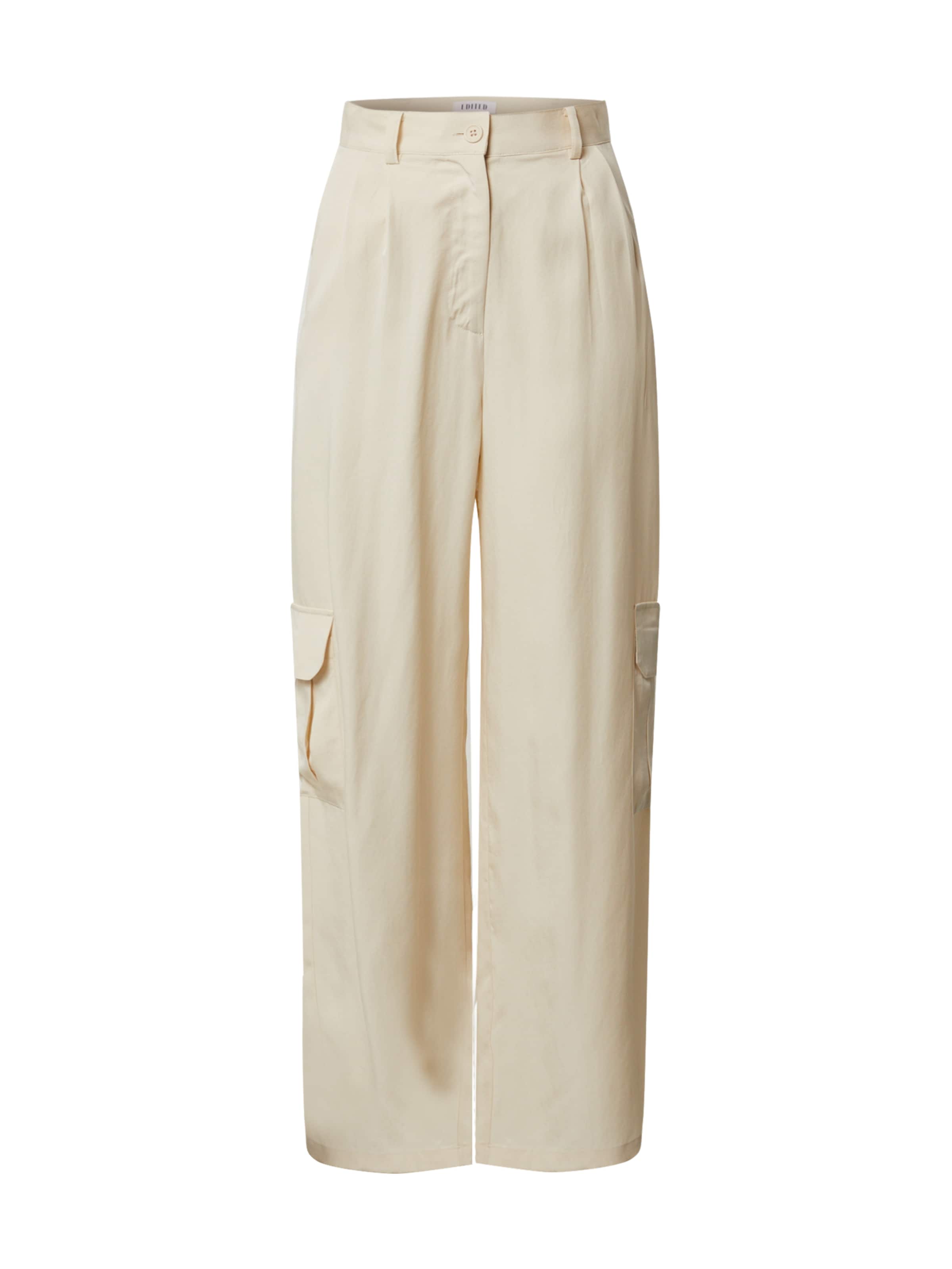 EDITED Laiad sääred Klapptaskutega püksid 'Briana', värv beež: eest vaates