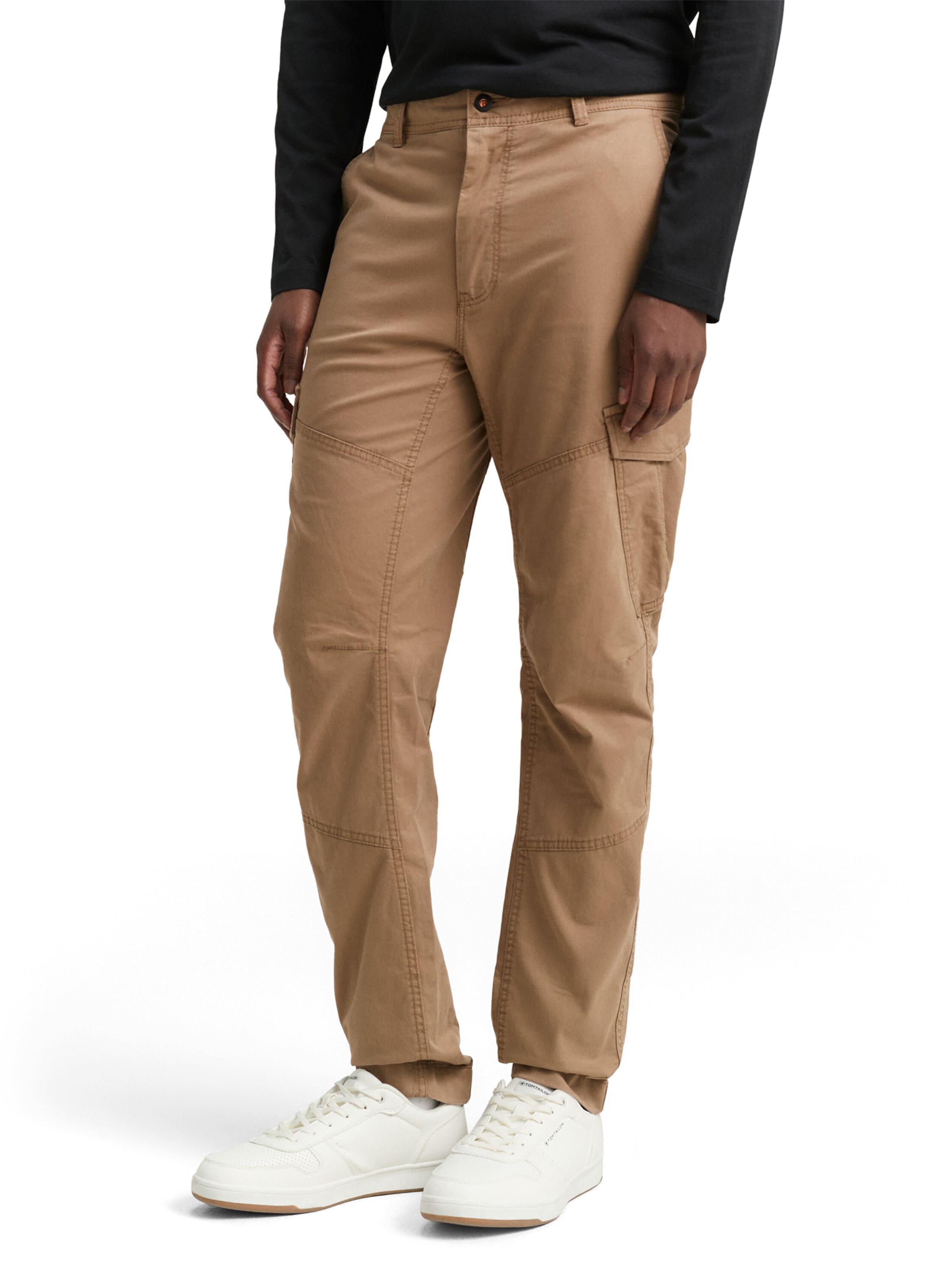 TOM TAILOR DENIM Tapered Cargobukser i beige: forside