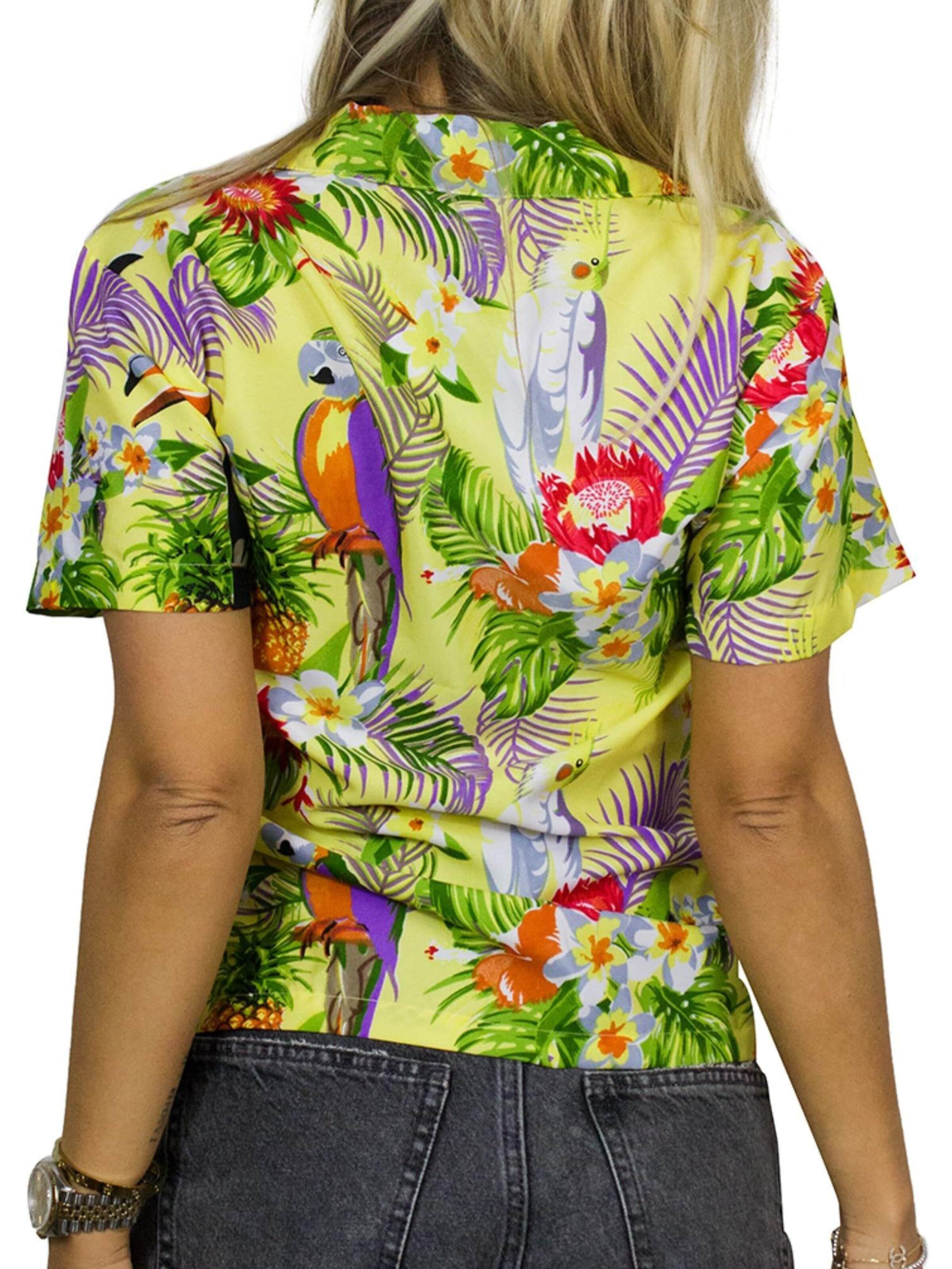 Camicia da donna 'Parrot Cockatoo' di King Kameha in giallo