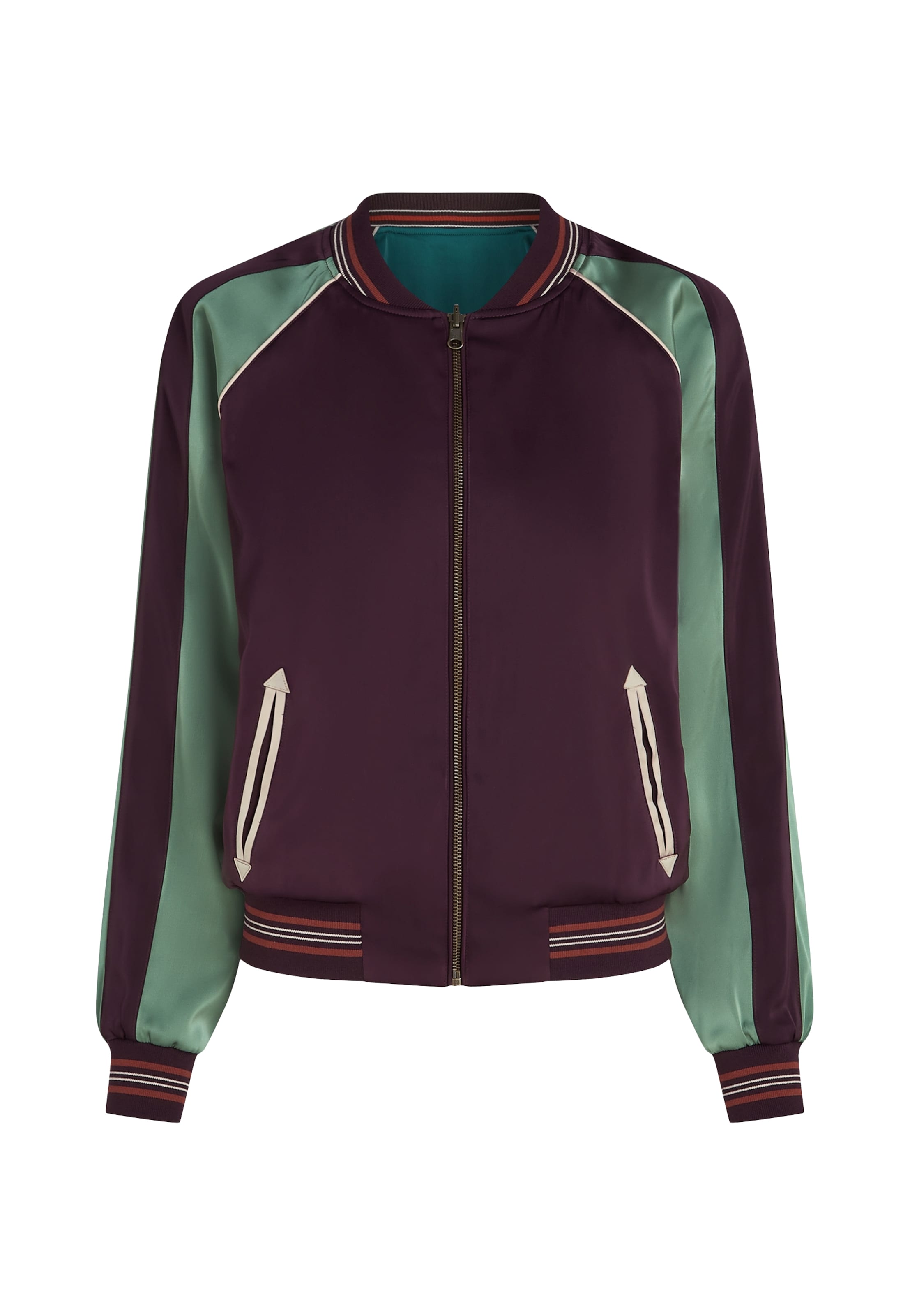 King Louie Between-season jacket in XS in Cream / Light green / Aubergine / Rusty red, Item view