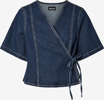 Camicia da donna 'Flora Wickle' di PIECES in blu: frontale