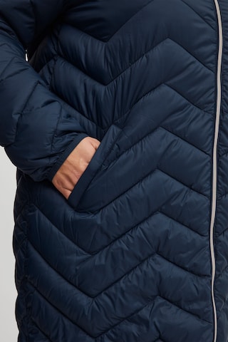 Fransa Curve Winter Coat in Blue