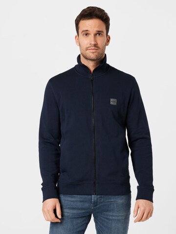 BOSS Orange Zip-Up Hoodie 'Zestart 1' in Blue: front