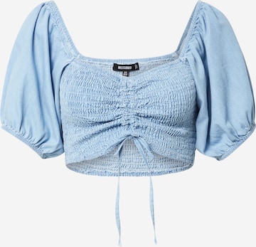Missguided Shirt 'CHAMBRAY' in Blue: front