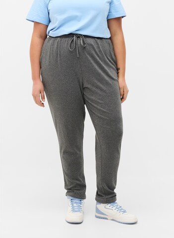 Zizzi Tapered Pants 'Sara' in Grey: front