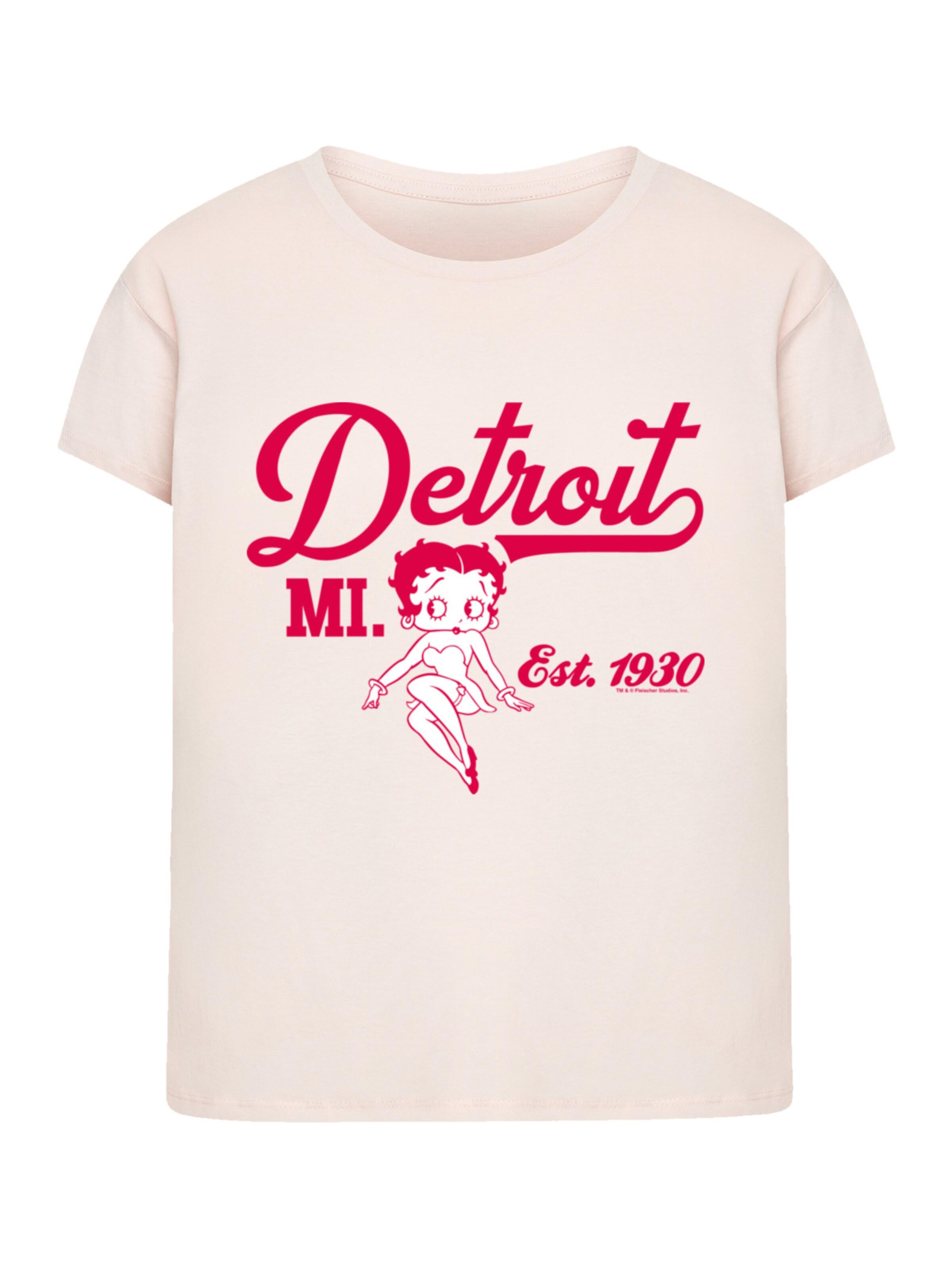 F4NT4STIC T-Shirt 'Betty Boop Detroit MI. Est 1930' in pastellpink / cranberry, Produktansicht