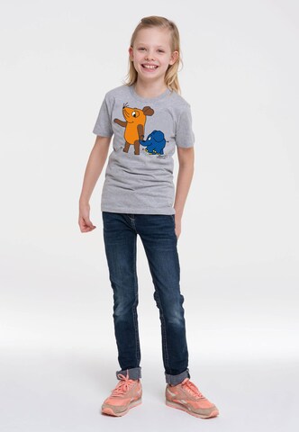 LOGOSHIRT T-Shirt 'Die Sendung mit der Maus - Maus & Elefant' in Grau