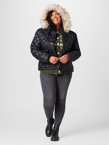 River Island Plus Winterjacke in Schwarz