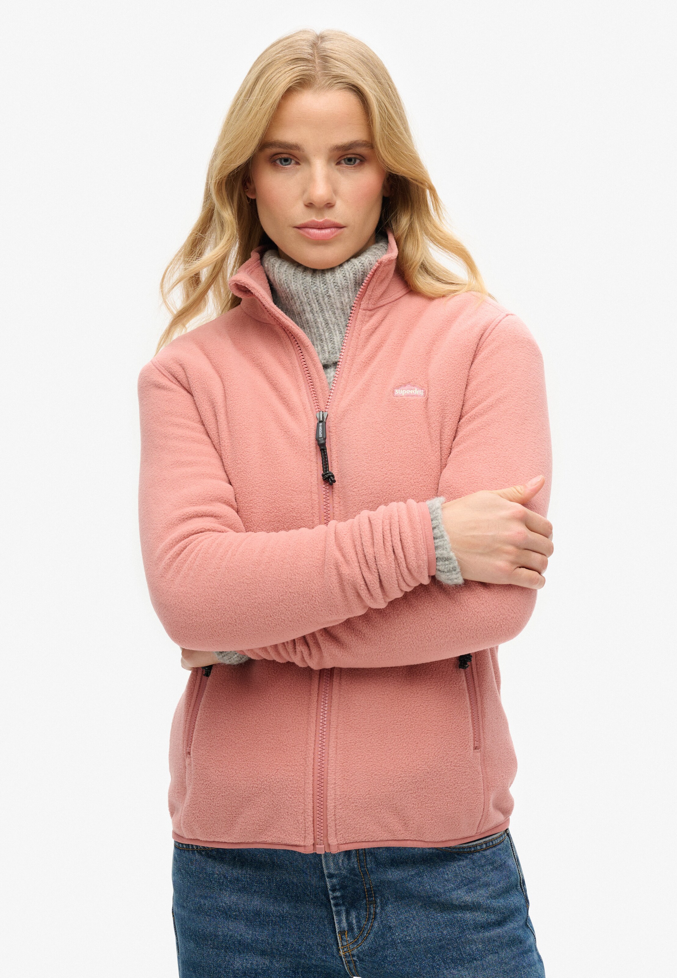 Superdry Fleece jas in Roze