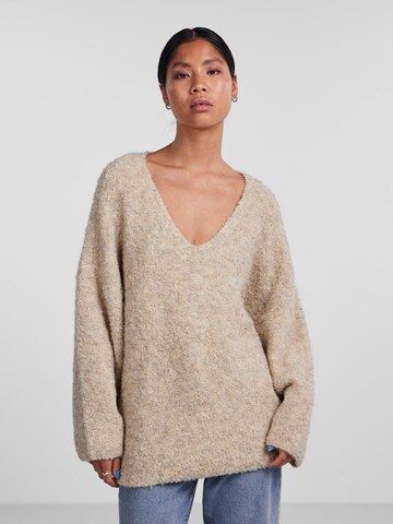 Pull-over 'Fika' PIECES en beige : devant